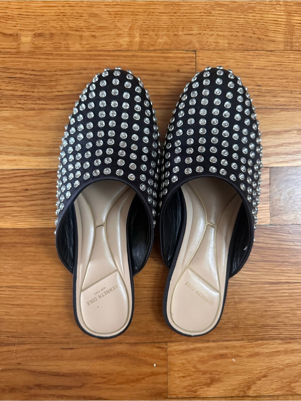 Kenneth Cole Black Crystal Studded Slip-On Mules size 7 - NWOT